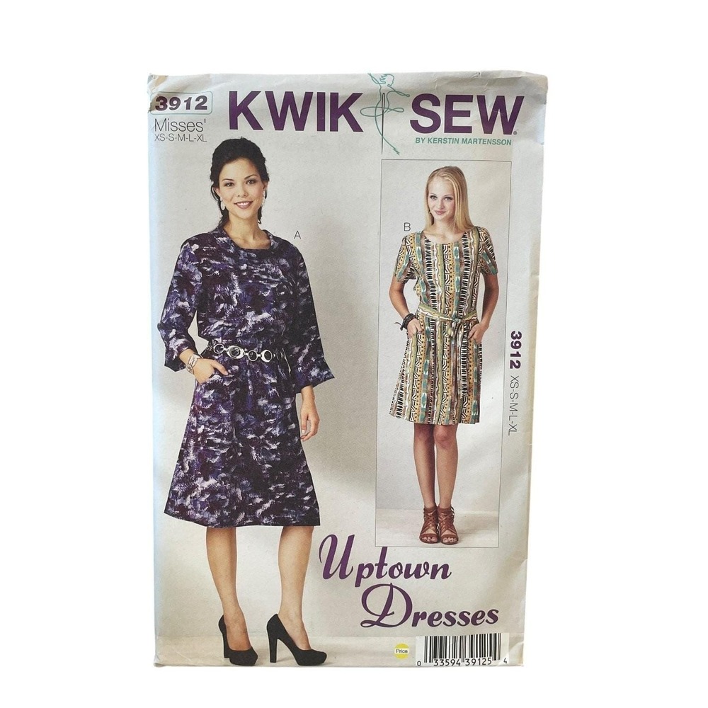 Kwik Sew 3912 Misses Uptown Dresses XS-XL Sewing Pattern UNCUT FF